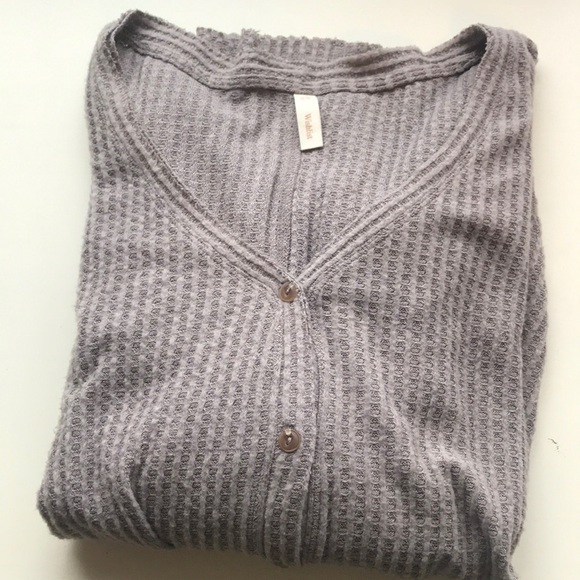 Wishlist tan button down cozy henley top, Size S/M - Picture 1 of 4